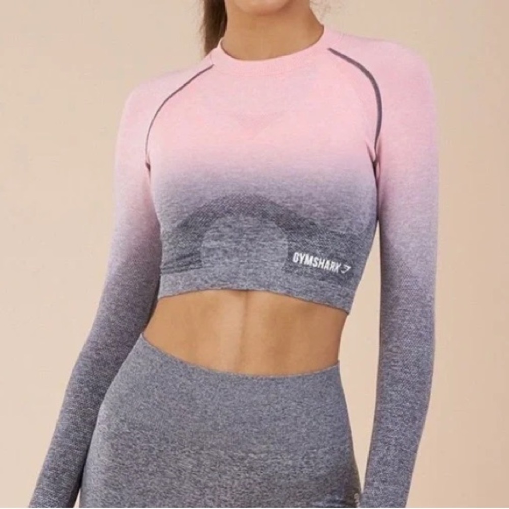 Gymshark Pink and Gray Ombre Activewear Top 0076